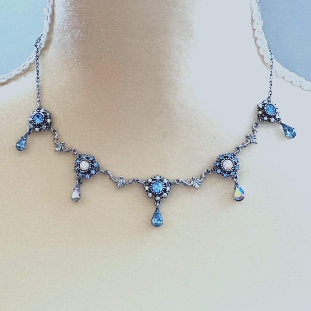 Delicate Blue and Silver Sparkle Necklace